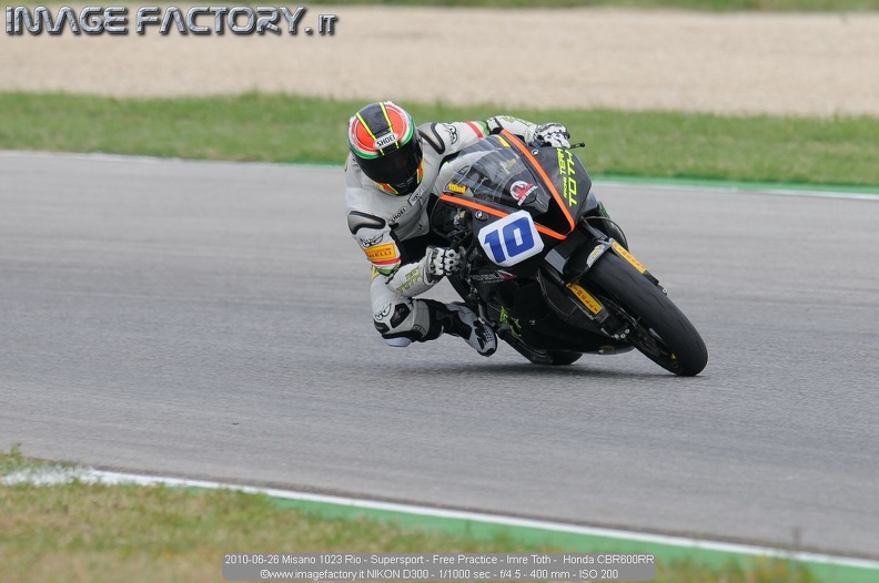 2010-06-26 Misano 1023 Rio - Supersport - Free Practice - Imre Toth -  Honda CBR600RR.jpg